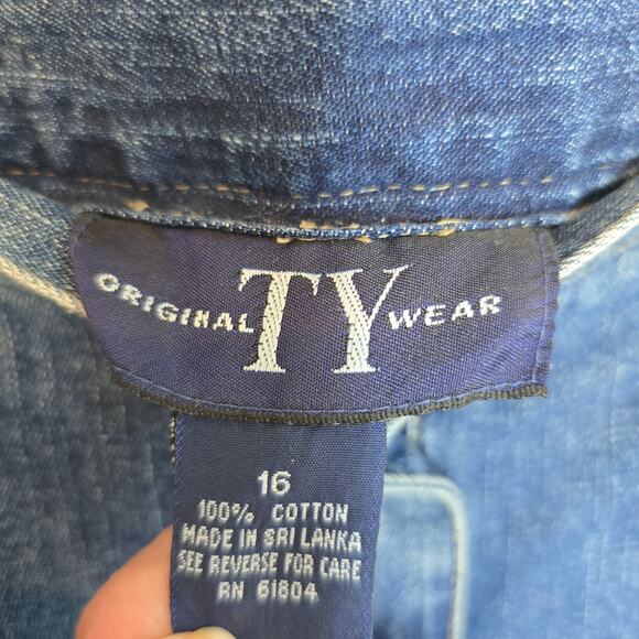 Y2K Denim Maxi Skirt Sz 16 XL Dark Wash Panel A-Line Cotton Modest Long Vintage - Picture 9 of 9